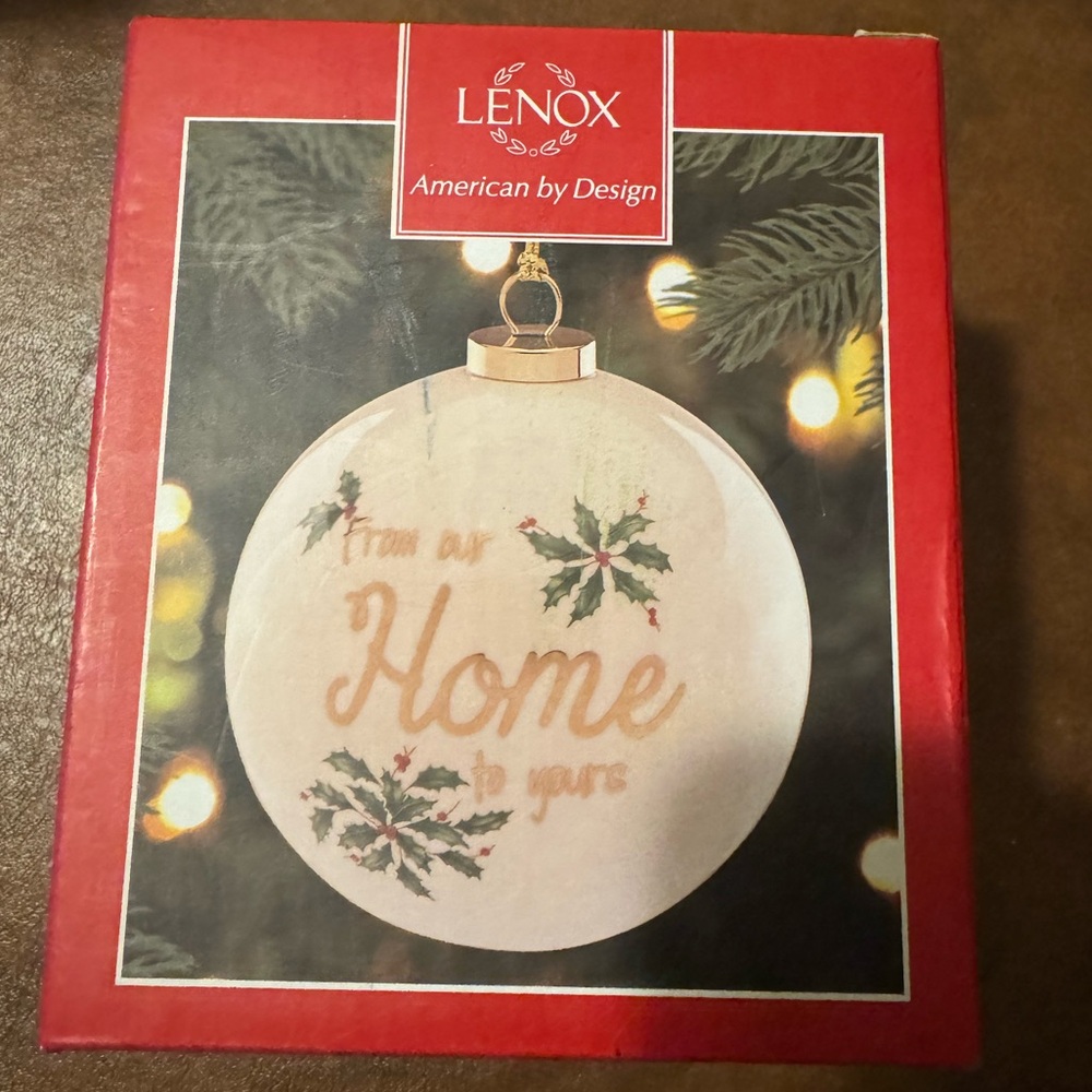 NWT Lenox- From Our Home To Yours Christmas Ornament. 4 inches diameter.